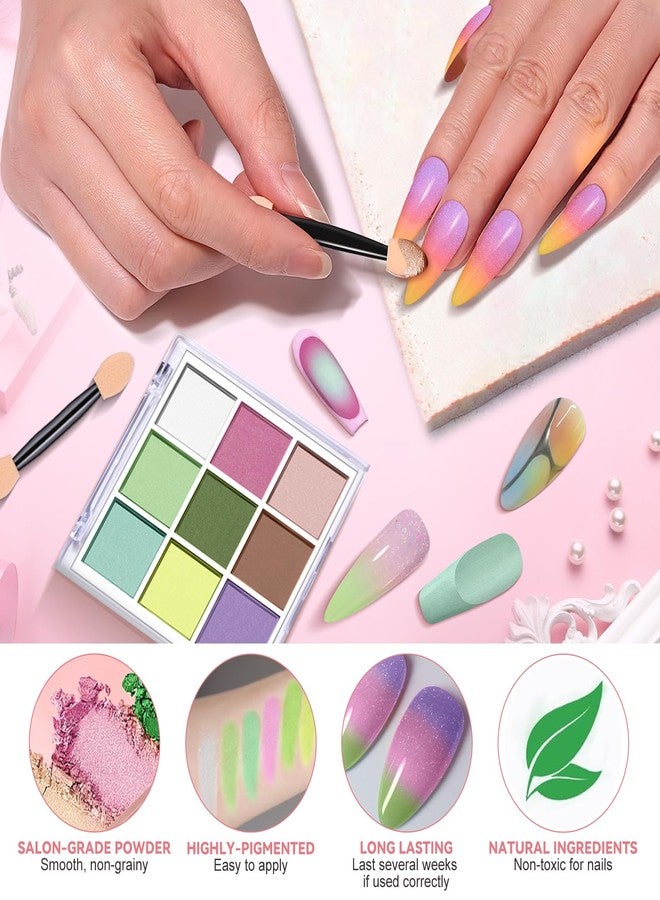 درمود لوحة ألوان بودرة تلوين الأظافر، هدايا مثالية لعيد الميلاد للنساء، 9 ألوان بودرة تلوين صلبة للأظافر، تدرج أومبري، مانيكير فرنسي، لوحة فن الأظافر، بودرة لامعة، ألوان فاتحة - Image 5